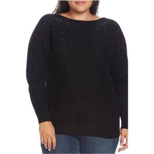 NWT Vince Camuto Crystals Embellished V-Back Sweater Size 2X